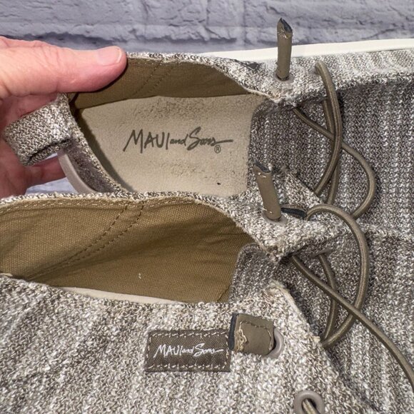 Maui And Sons Shoes Mens 11 Casual Slip On Beach Loafers Flats Brown Knit Fabric - Picture 8 of 9